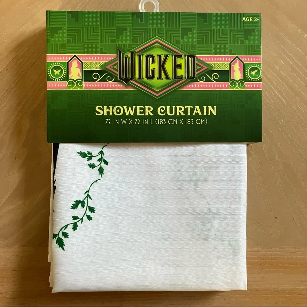 WICKED Movie Elphaba Fabric Shower Curtain 72 x 72 Inches NEW NIB